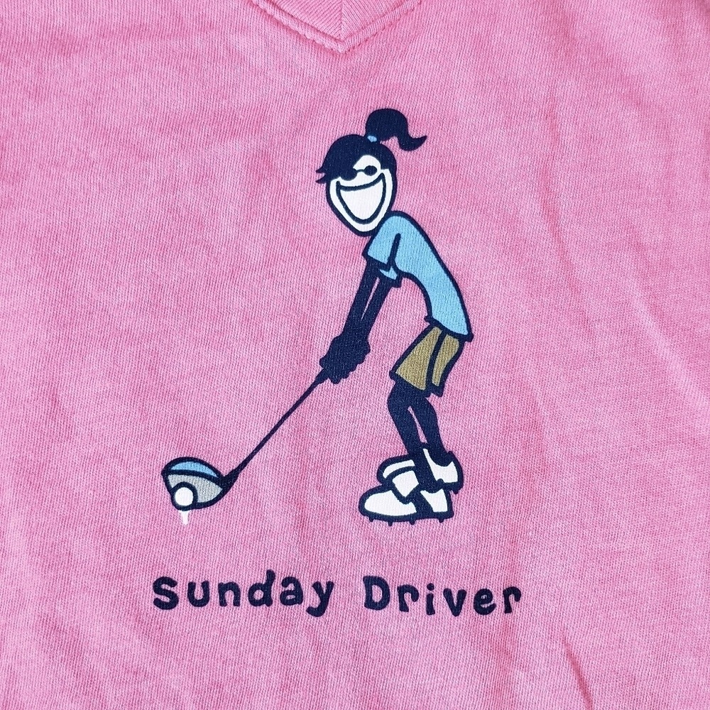 Life is Good Womens Pink Sunday Driver Golf Graphic V-Neck T-Shirt Small NWT - Picture 4 of 9